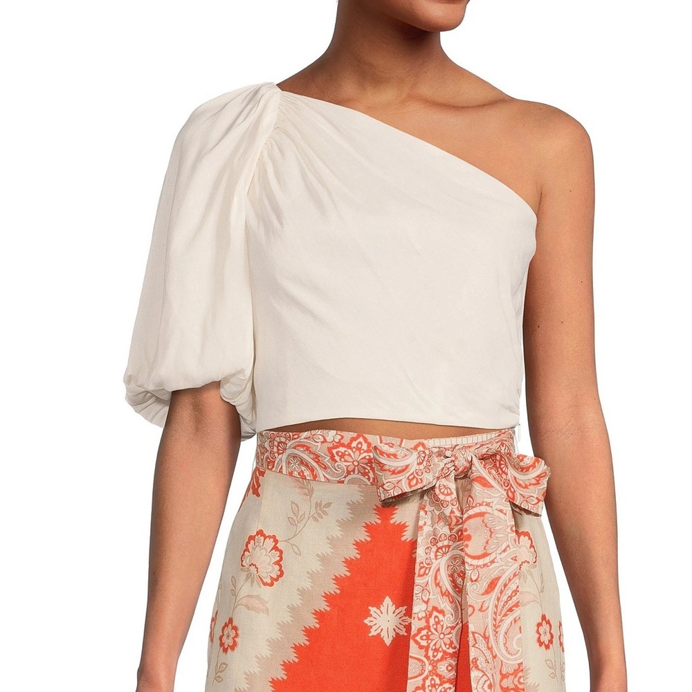 Antoni Melani Amara Asymmetric Neck One Shoulder Short Sleeve Top